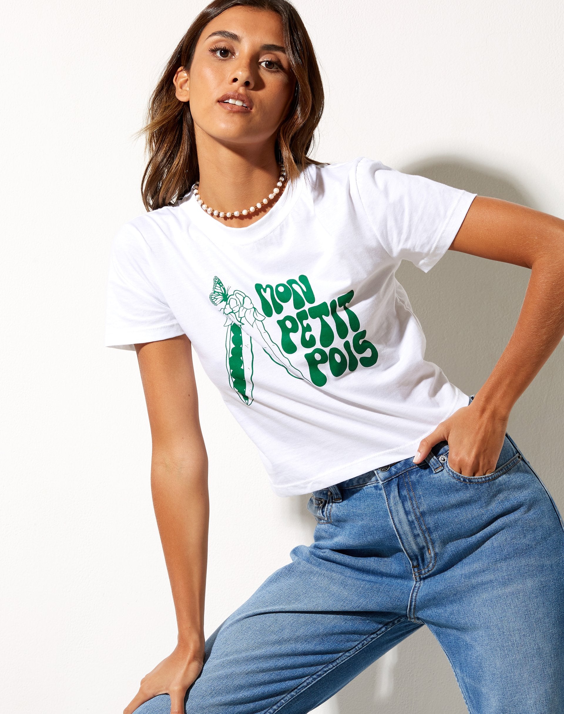 Afbeelding van Shrunk T-shirt in wit Mon Petit Pois