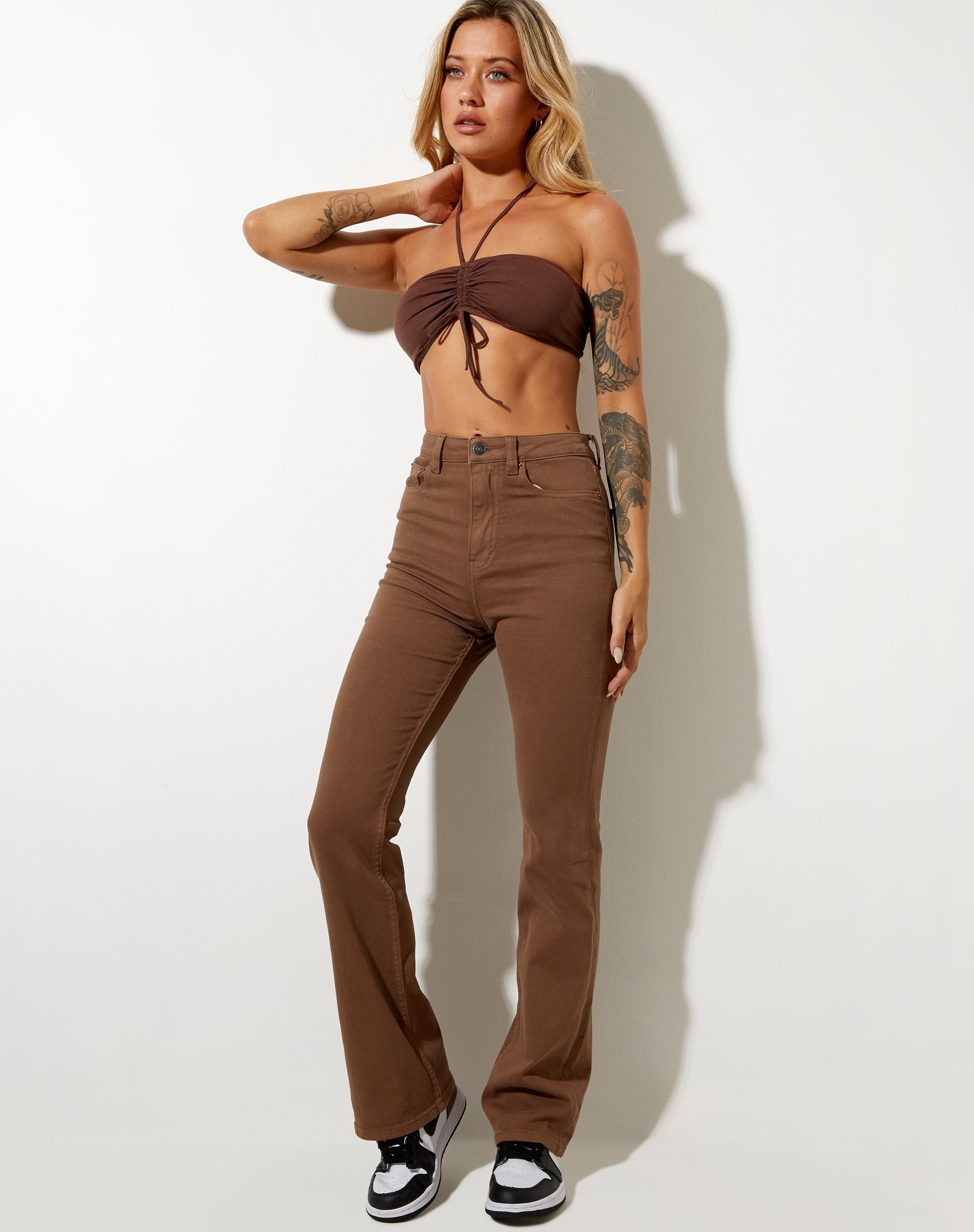 Afbeelding van Shuji Crop Top in Lycra Diep Mahonie