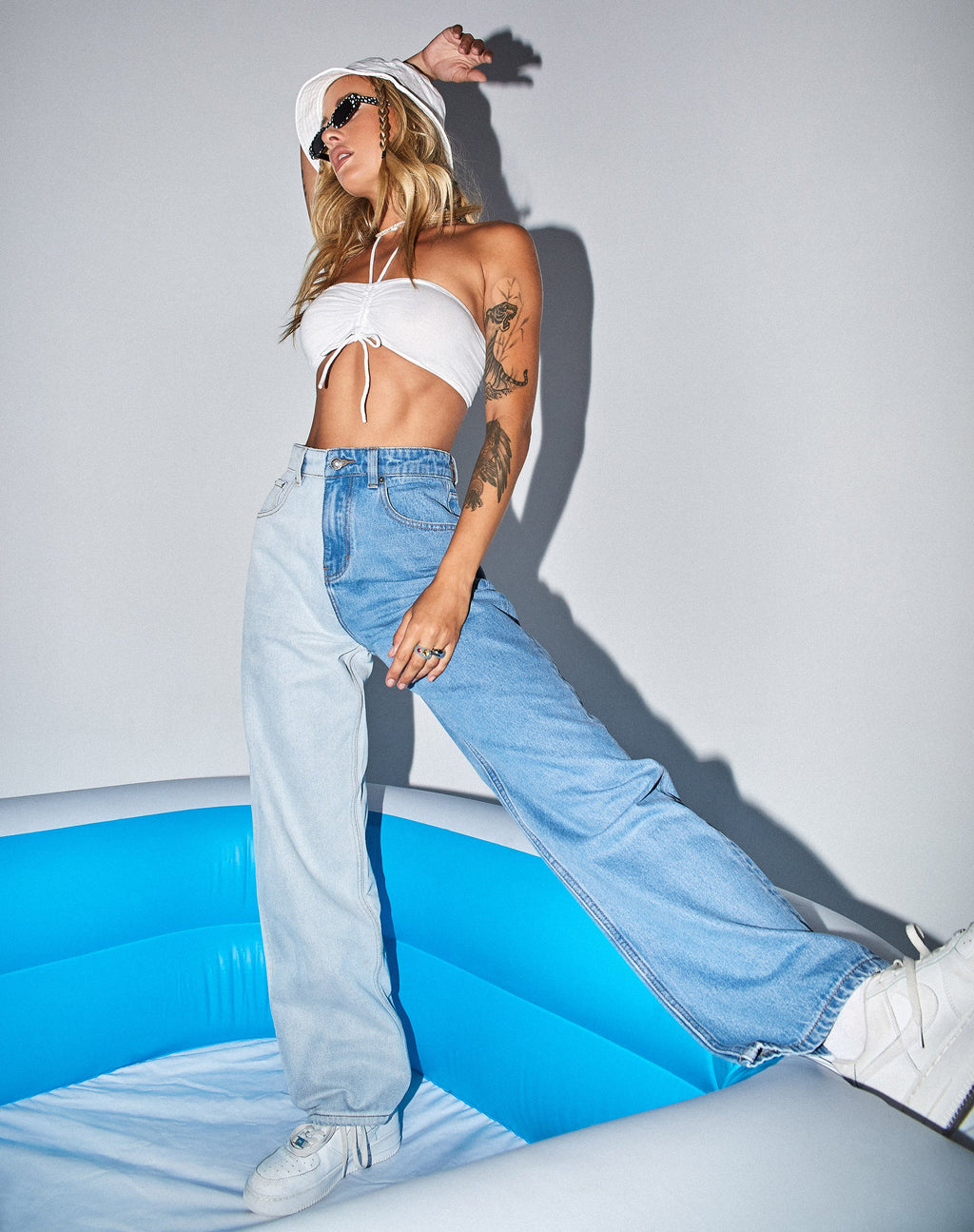 Half en Half Parallel Jean in Light Wash en Bleach Denim