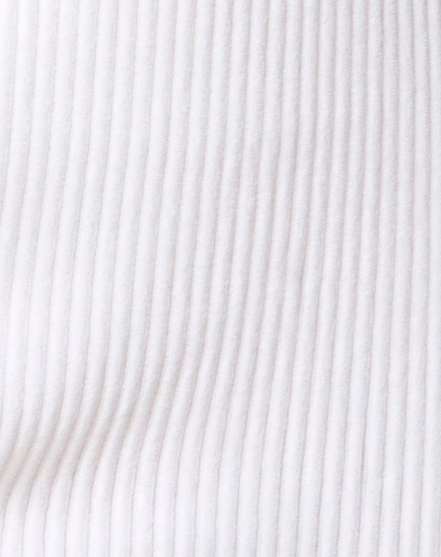 Afbeelding van Midi Cheri Split Rok in Fluwelen Rib Wit