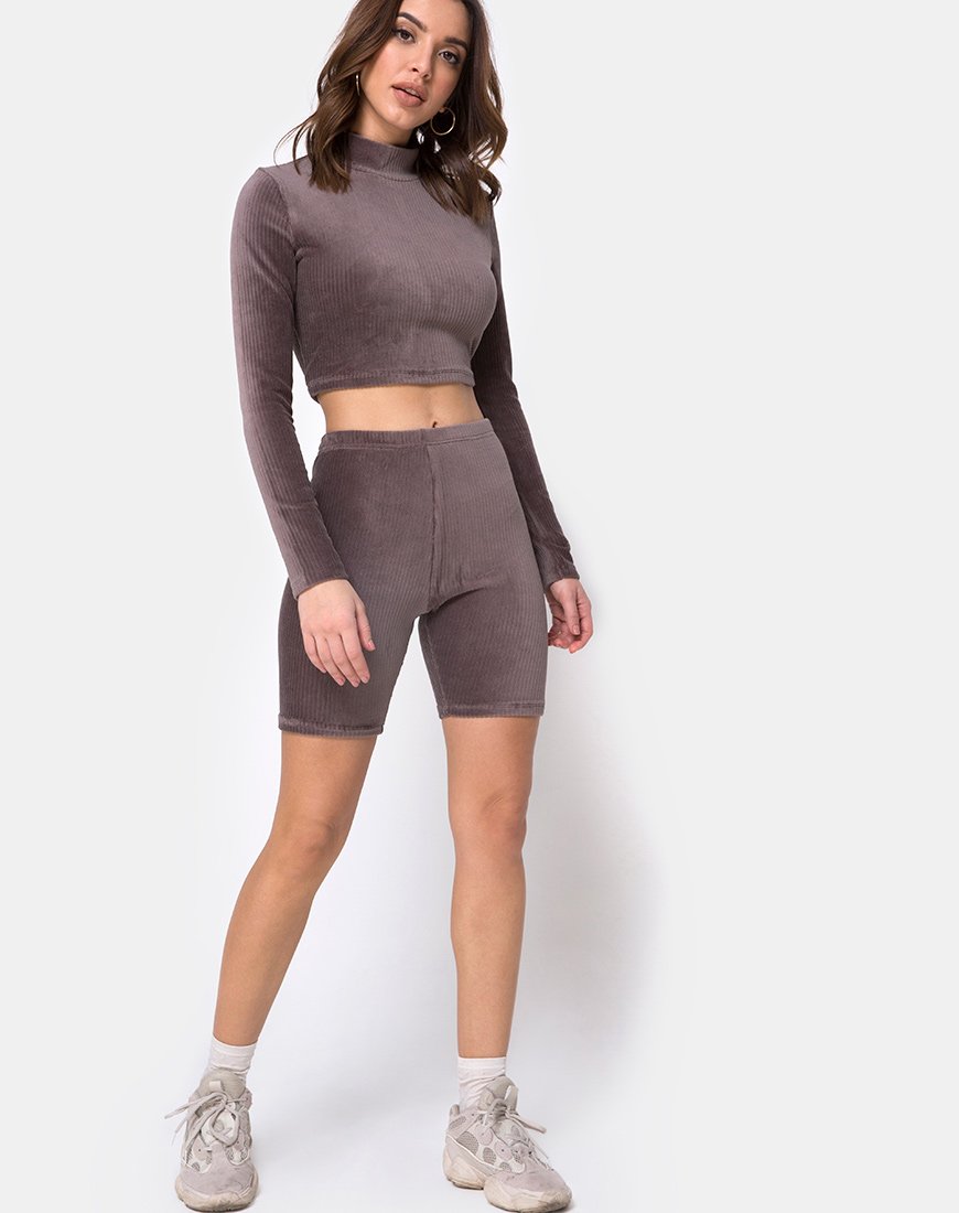 Afbeelding van Shureen Crop Top in Mokka Rib Fluweel