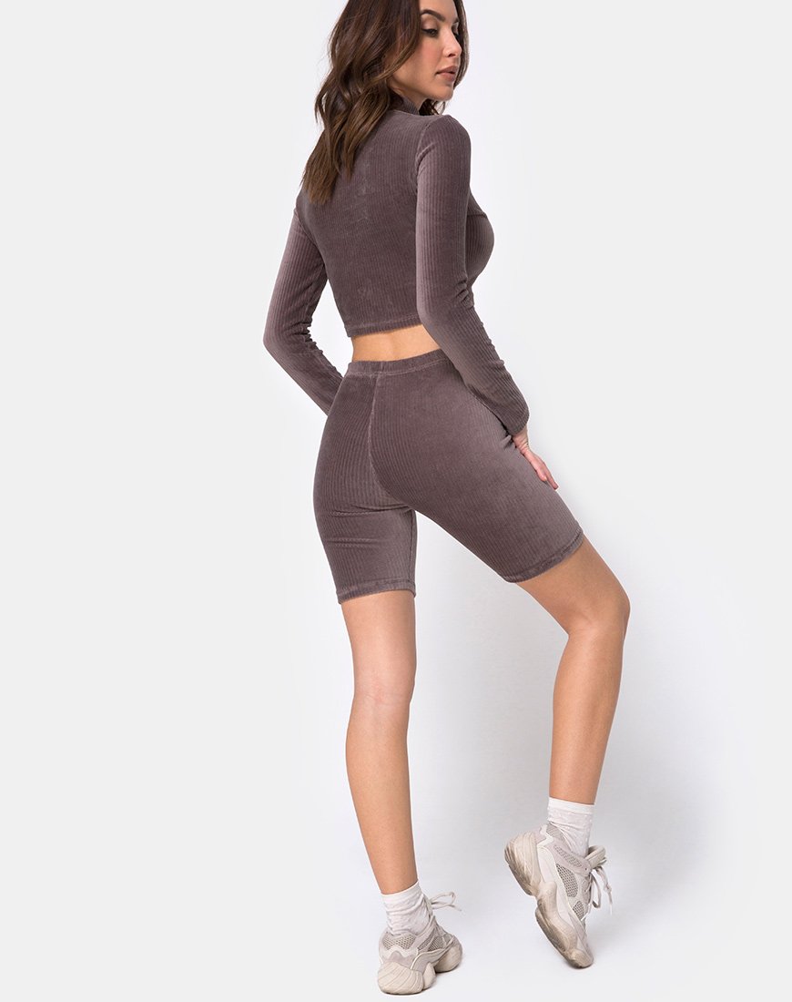 Afbeelding van Shureen Crop Top in Mokka Rib Fluweel