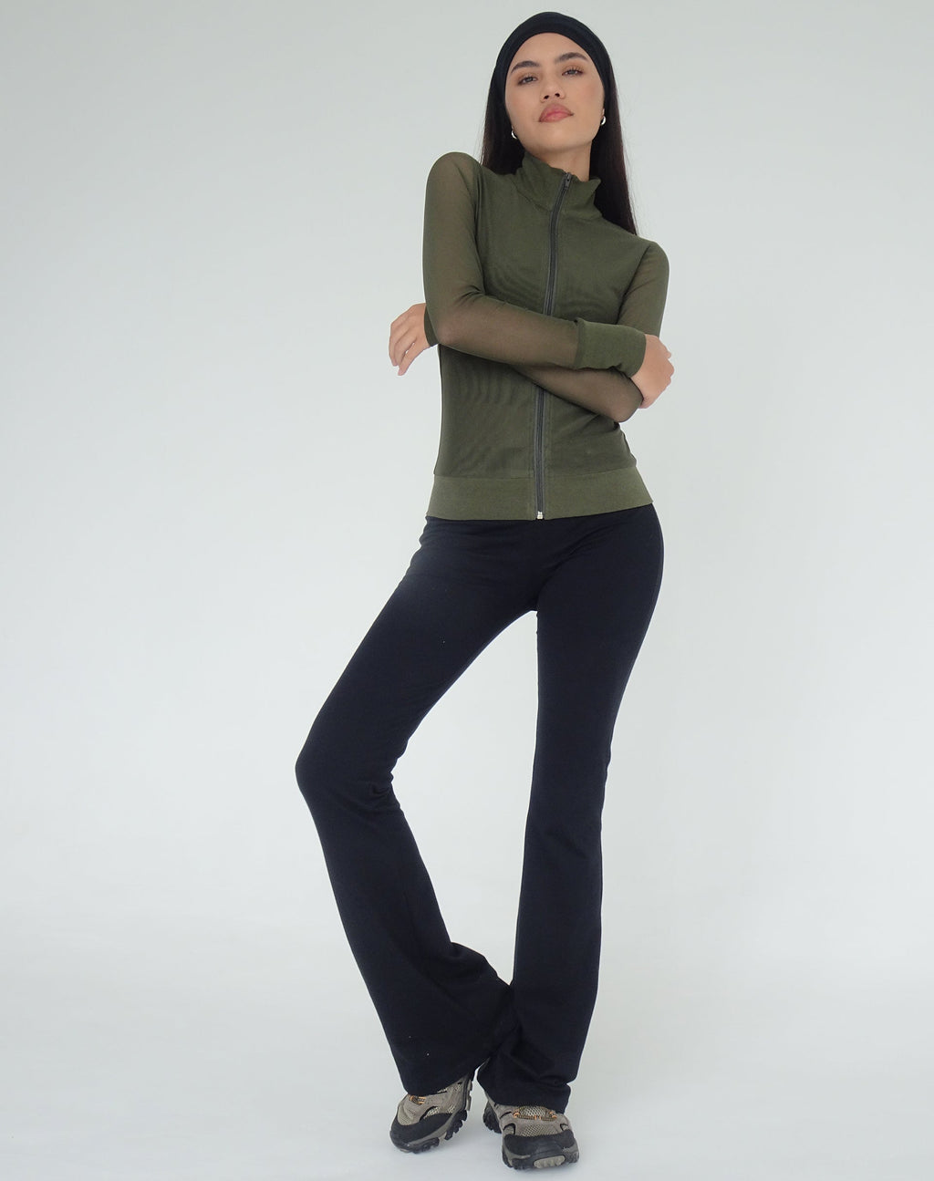 Signe Regular Bootcut Getailleerde Broek in Lycra Zwart