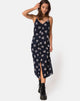 Afbeelding van Sini Slip Midi Dress in Rose Flock Black Mesh