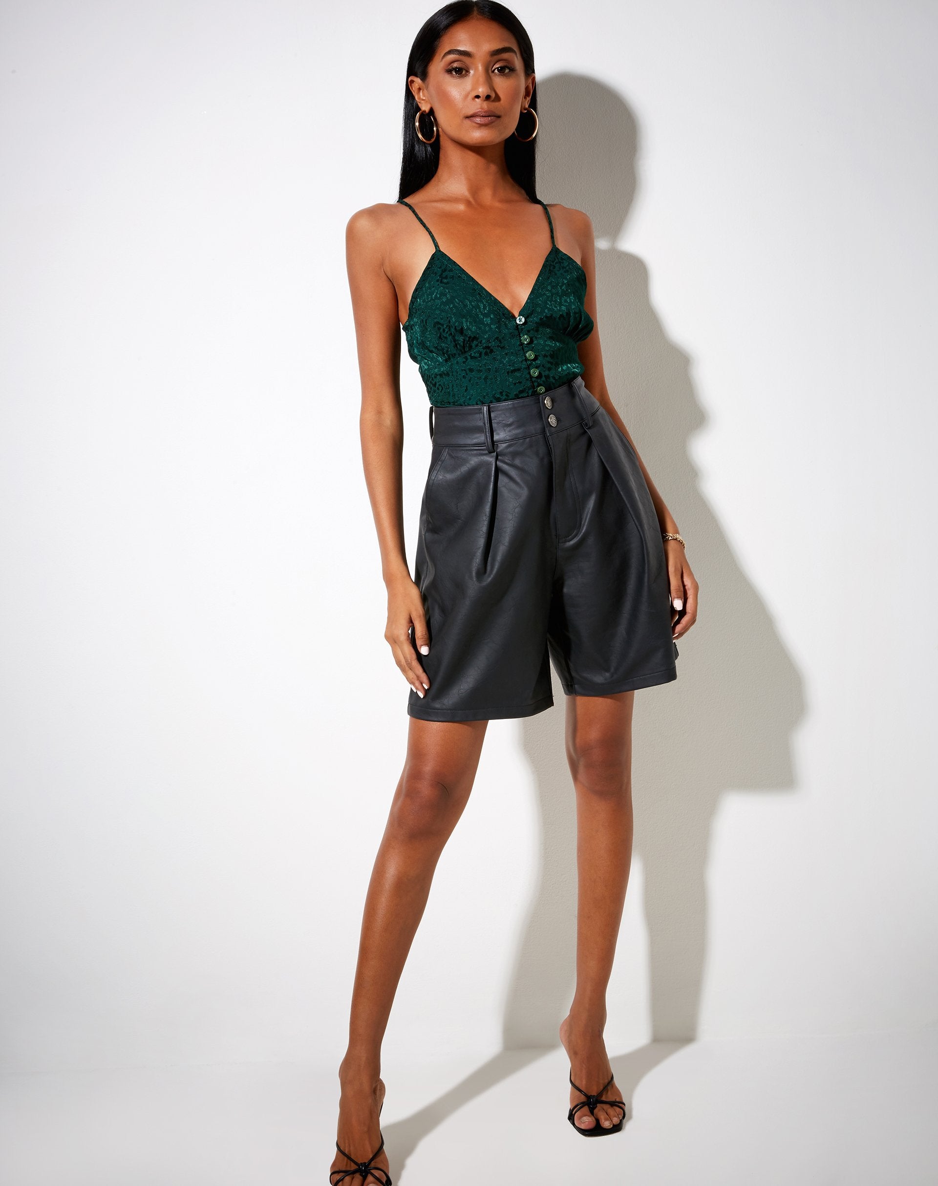 Afbeelding van Sipa Crop Top in Satijn Cheetah Bosgroen