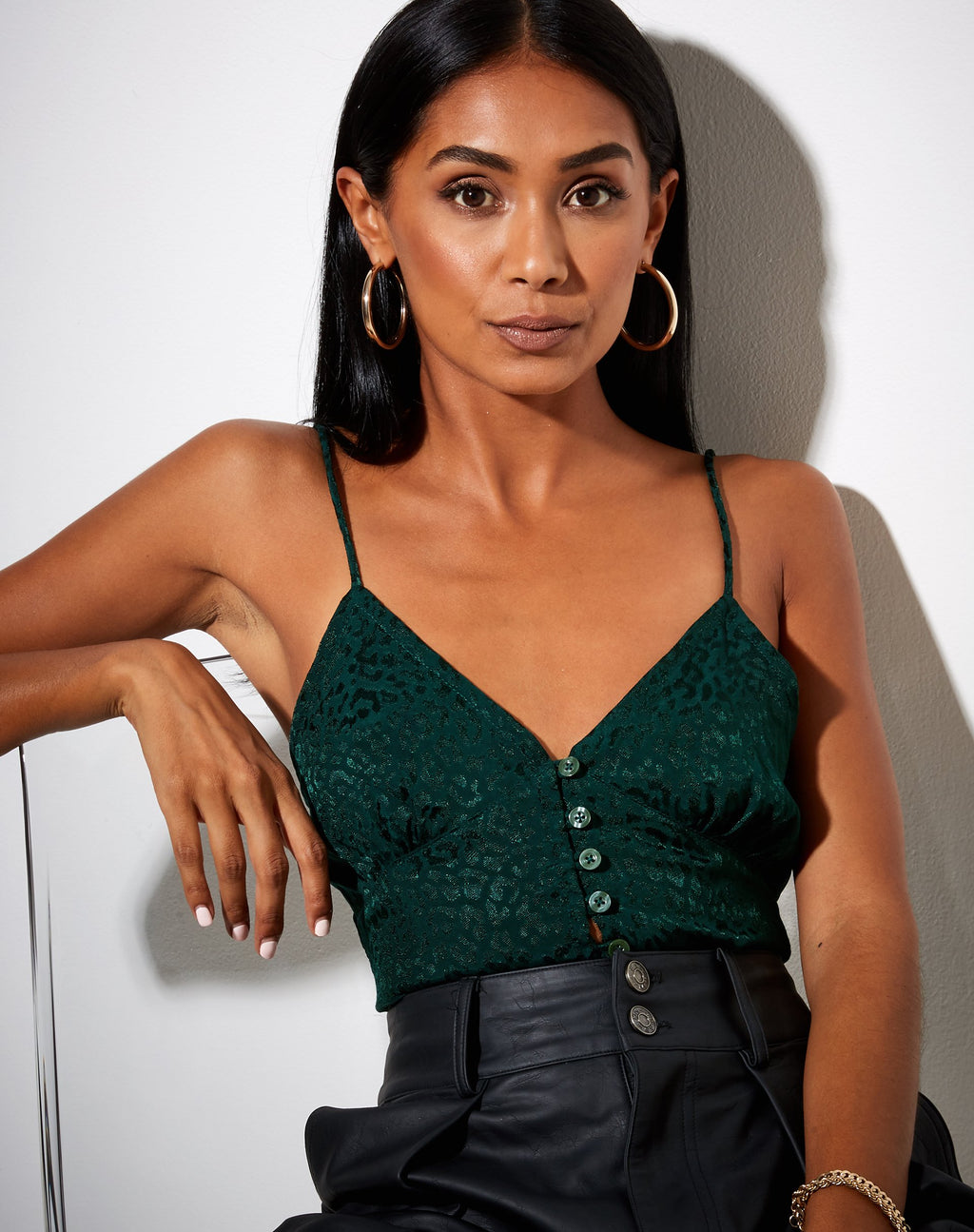 Sipa Crop Top in Satijn Cheetah Bosgroen
