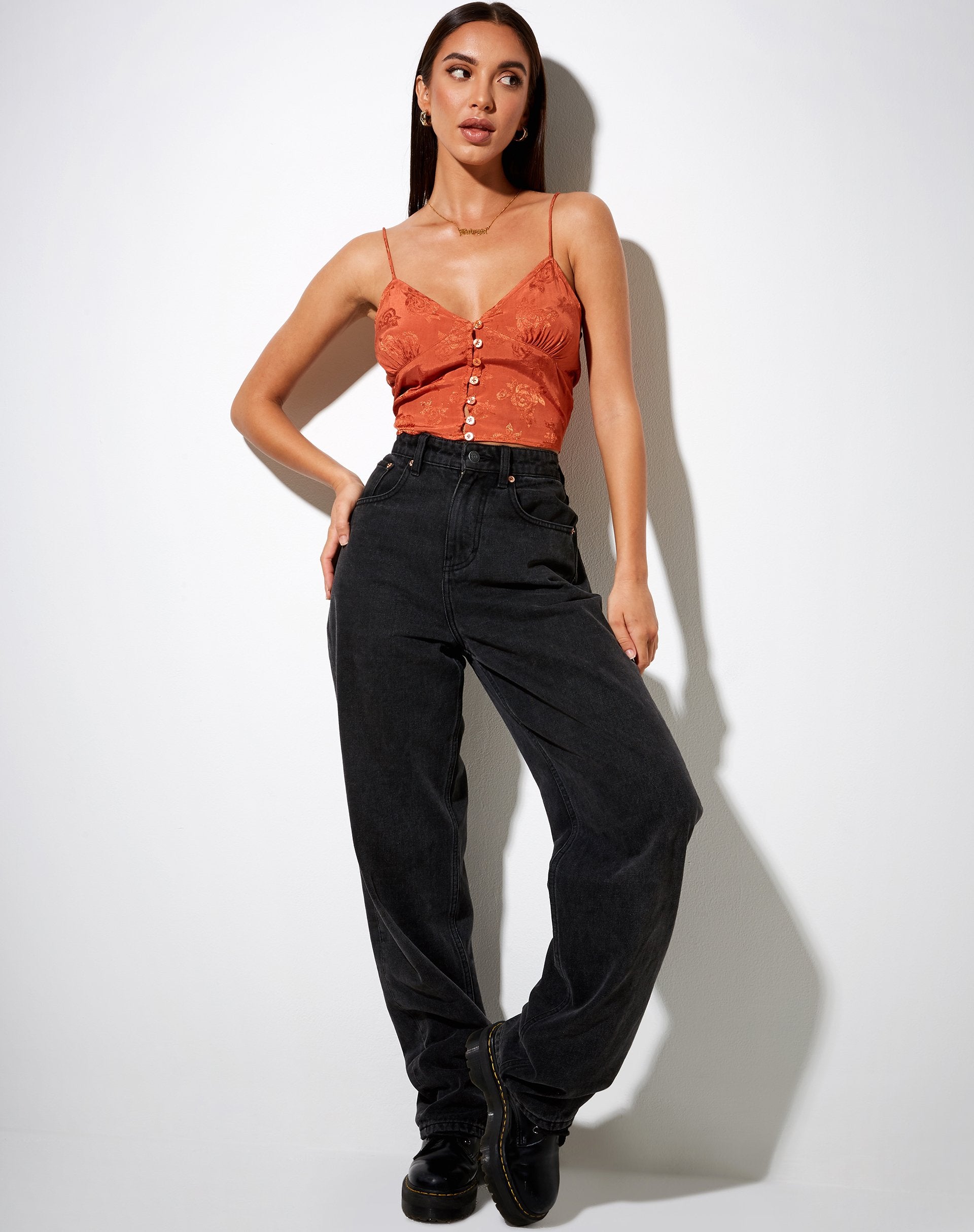 Afbeelding van Sipa Crop Top in Satijn Roos Koper