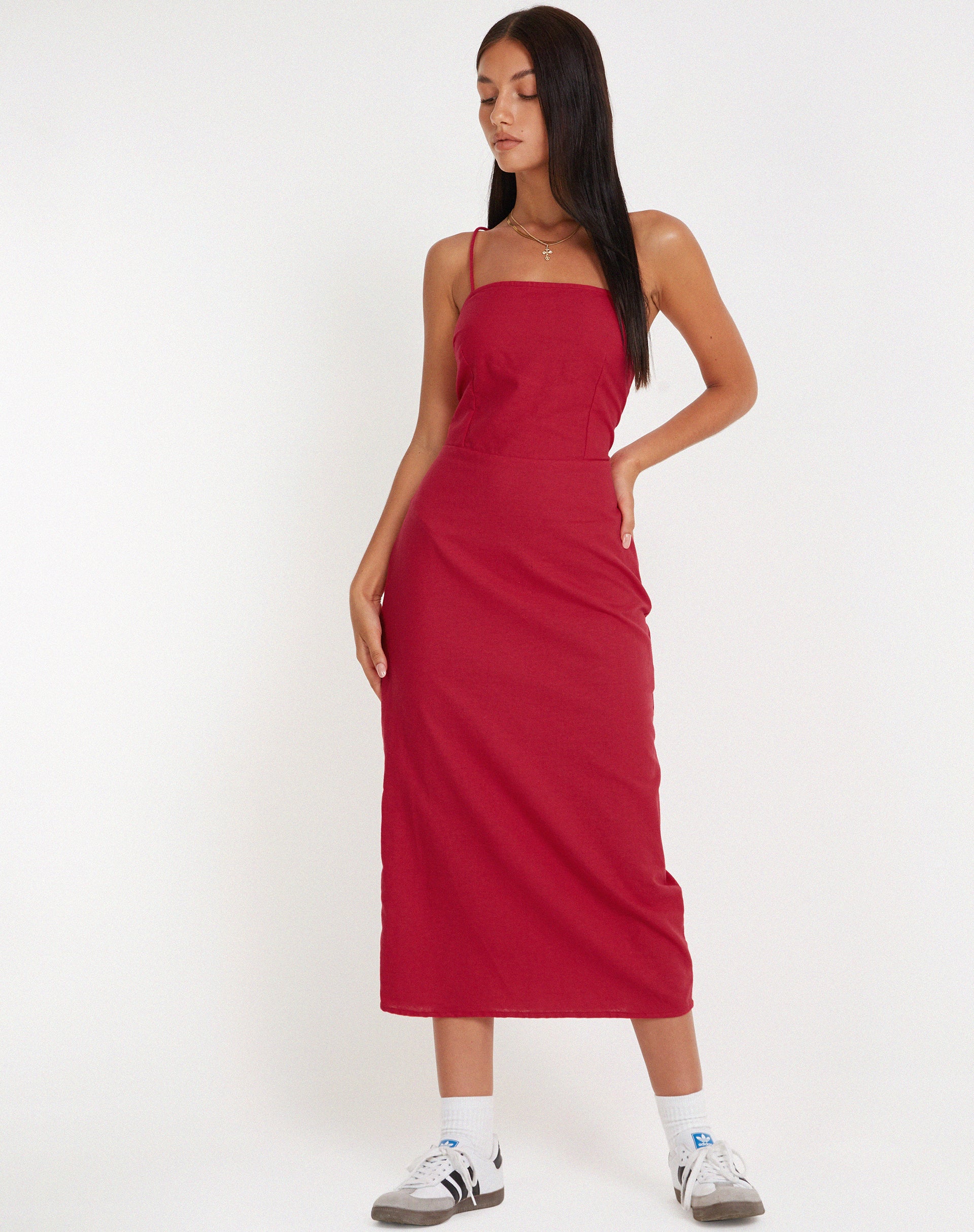 Afbeelding van Sky Midi Dress in Tango Red
