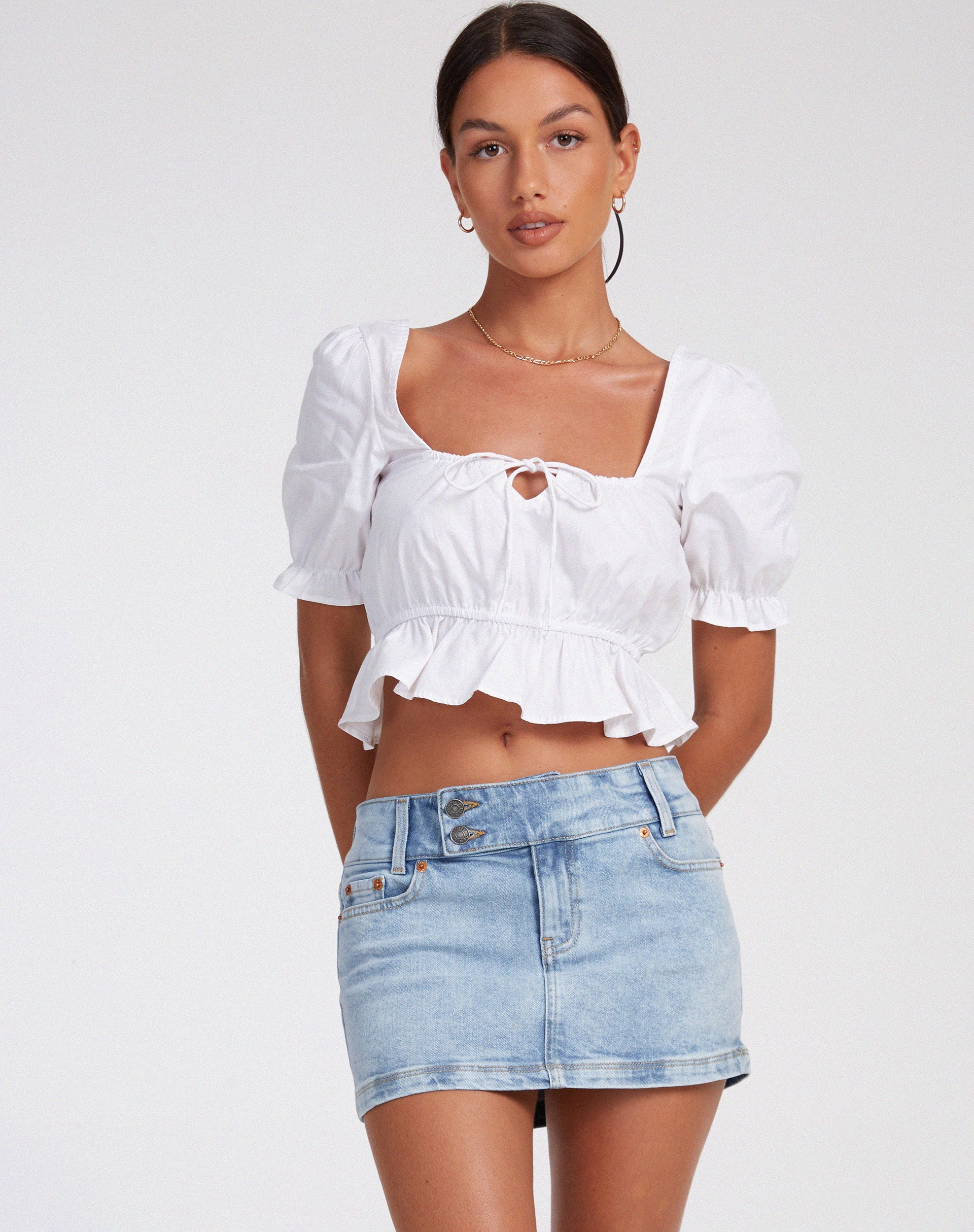 Afbeelding van Slate Crop Top in Popeline Wit