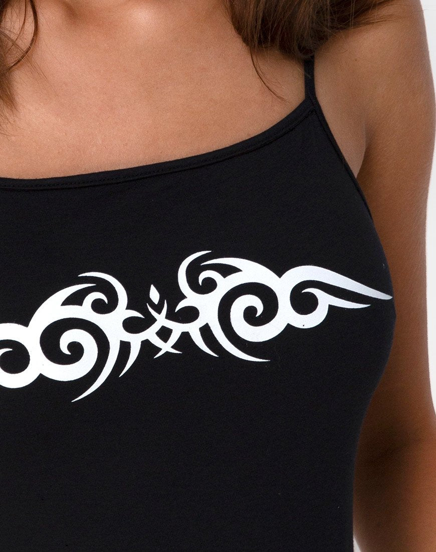 Afbeelding van Solemo Bodice in Zwart met Witte Tribal