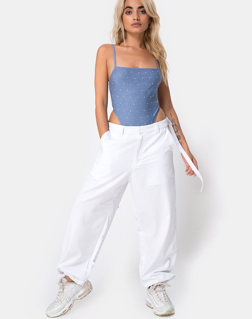 Afbeelding van Solemo Bodice in blauw denim Hot Fix