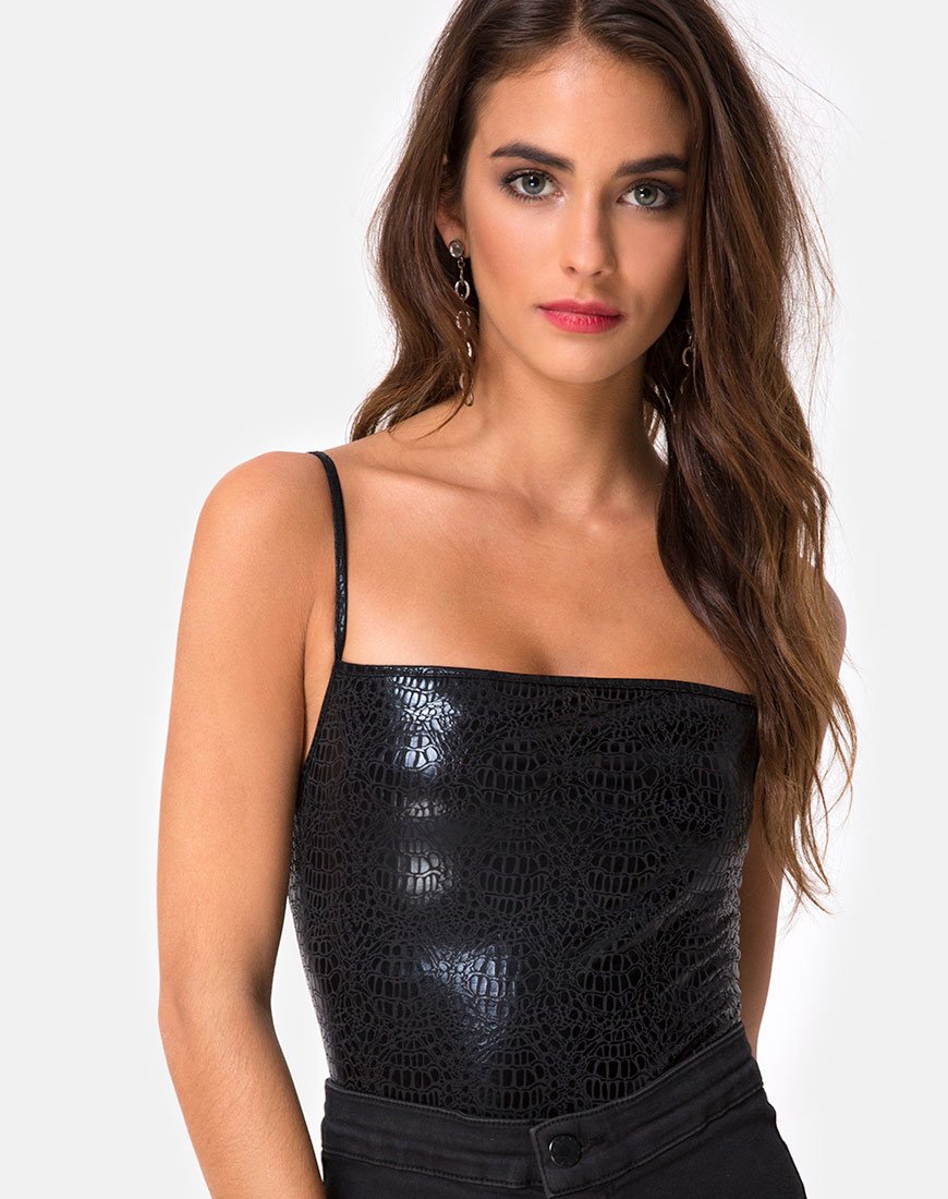 Solemo Bodice in Slangenzwart