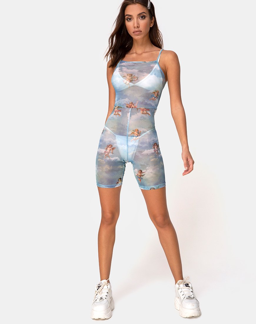 Afbeelding van Solina Unitard in Mesh Angel Hemelsblauw