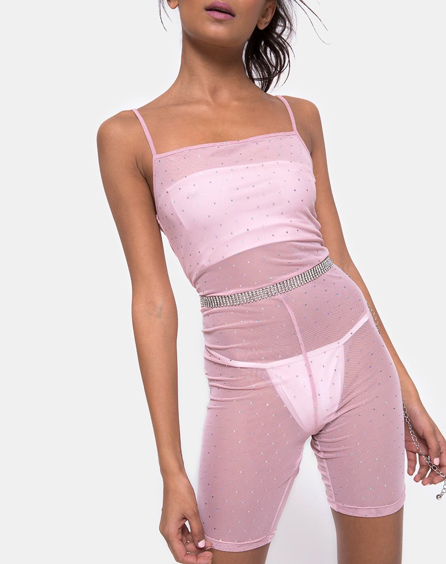 Afbeelding van Solina Unitard in Crystal Net Rose