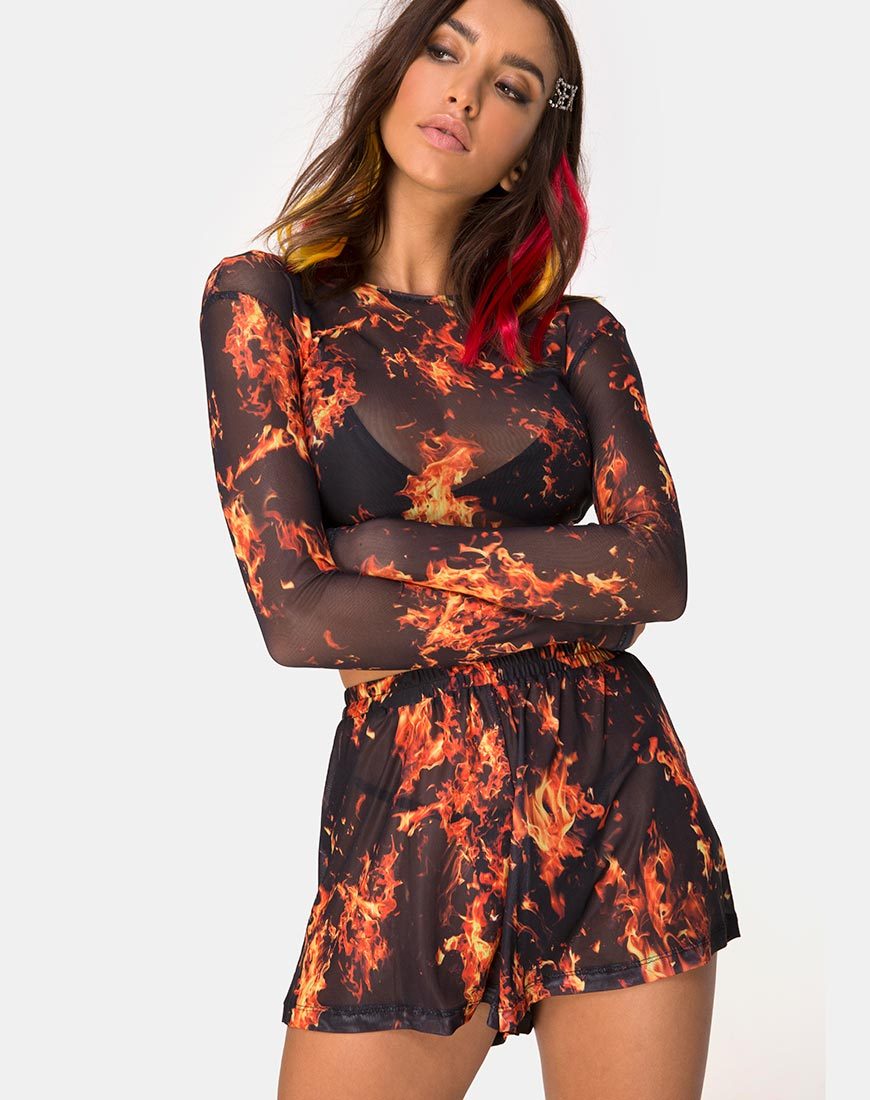Afbeelding van Bonnie Crop Top in Fire Mesh