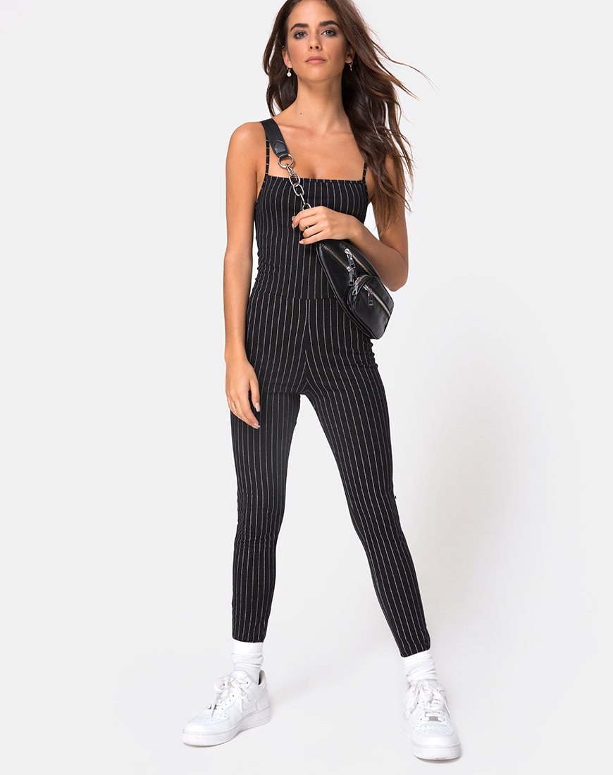 Afbeelding van Solita Unitard in Pinstripe Zwart