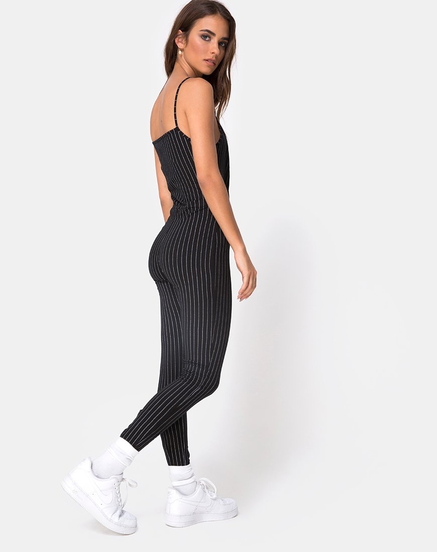 Afbeelding van Solita Unitard in Pinstripe Zwart