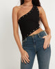 Afbeelding van Soyuna Asymmetrische Crop Top in Zwart met Eyelet