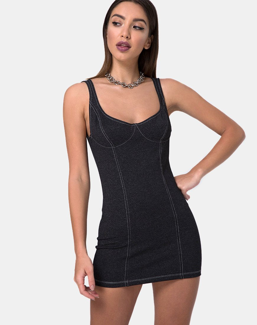 Spara jurk in zwart denim