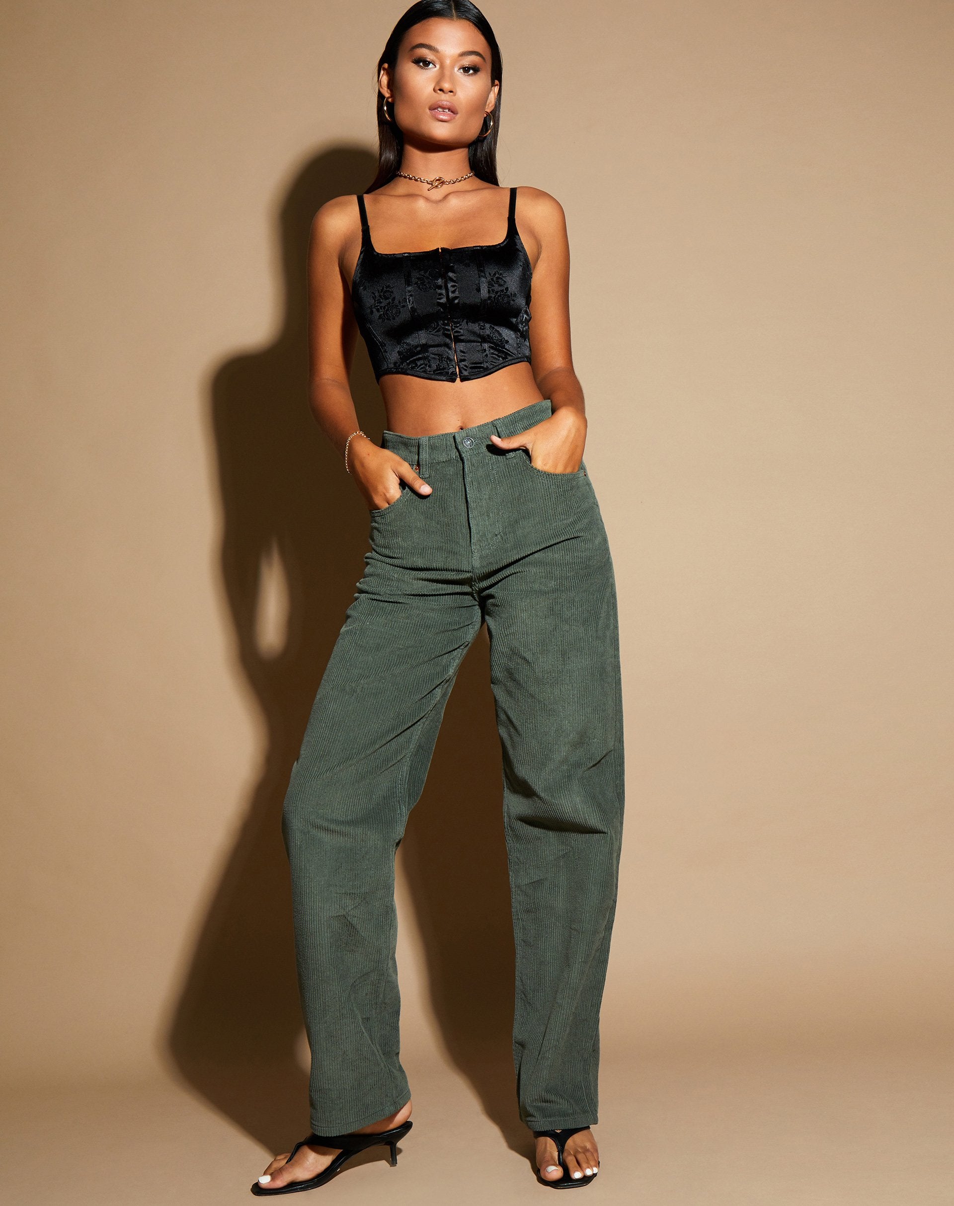 Afbeelding van Elicia Crop Top in Black Rose Flock