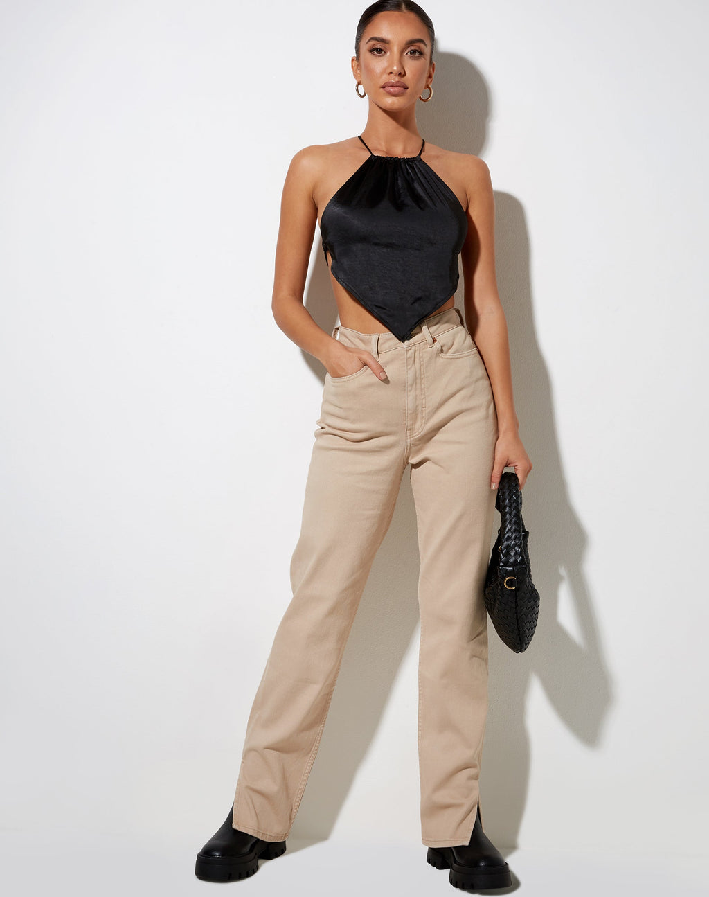 Spence Top in satijnzwart