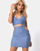 Afbeelding van Suky minirok in blauw denim Hot Fix