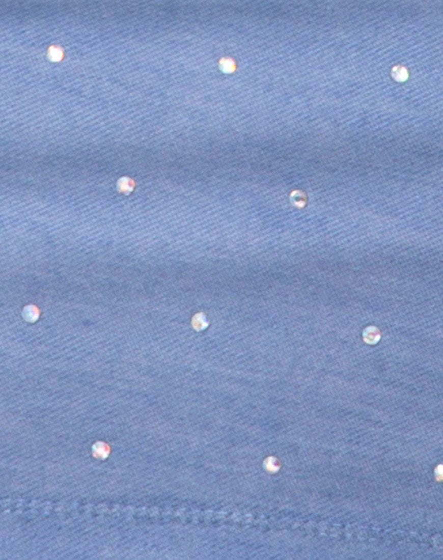 Afbeelding van Suky minirok in blauw denim Hot Fix