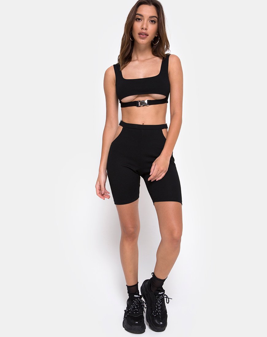 Afbeelding van Sula Bike Short in Zwart met Zilveren Clips