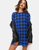 Afbeelding van Sunny Kiss T Shirt Jurk in ruitblauw
