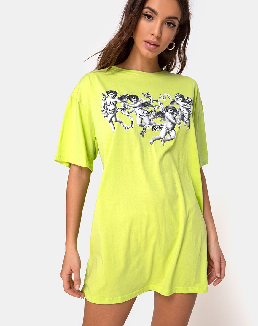 Sunny Kiss T-shirt in Lime met Cherubijn