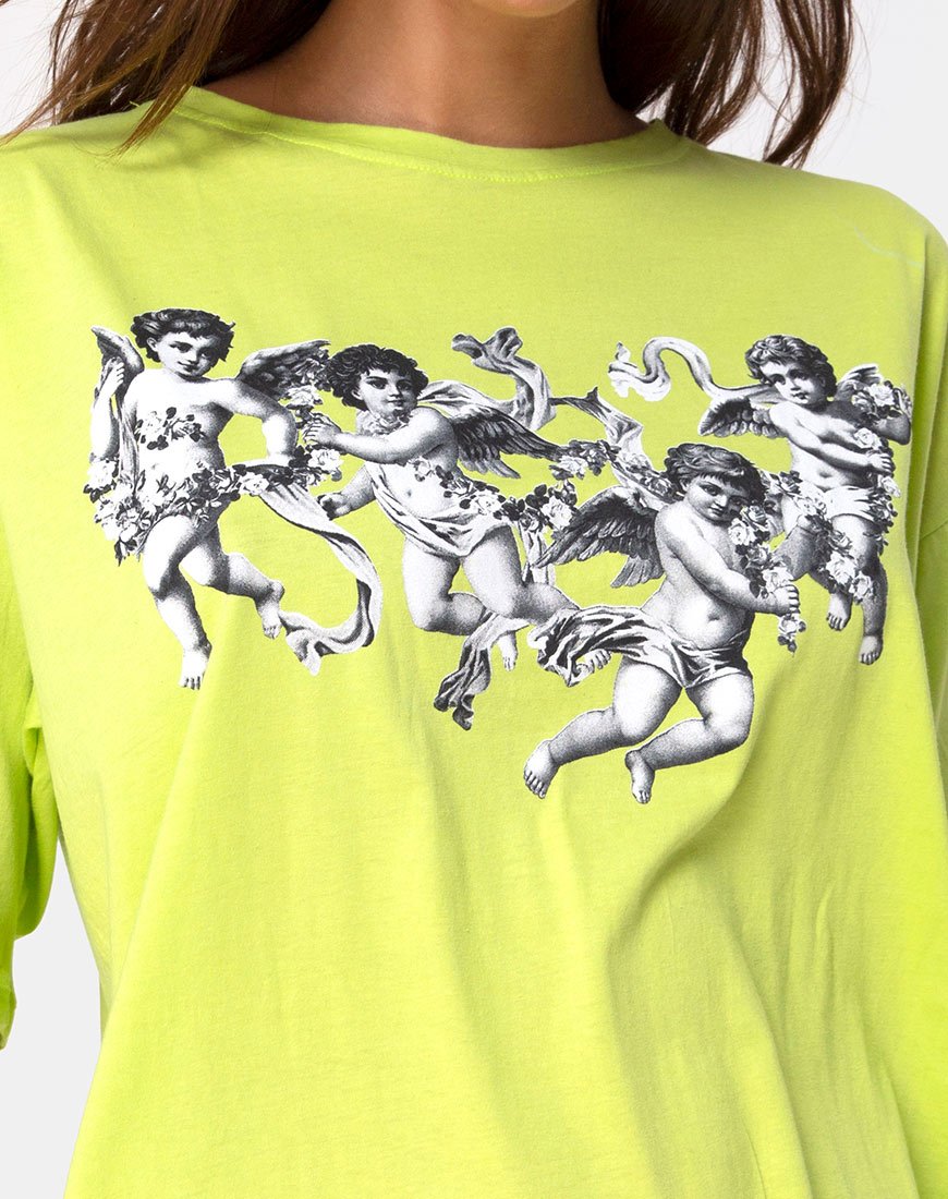 Afbeelding van Sunny Kiss T-shirt in Lime met Cherubijn