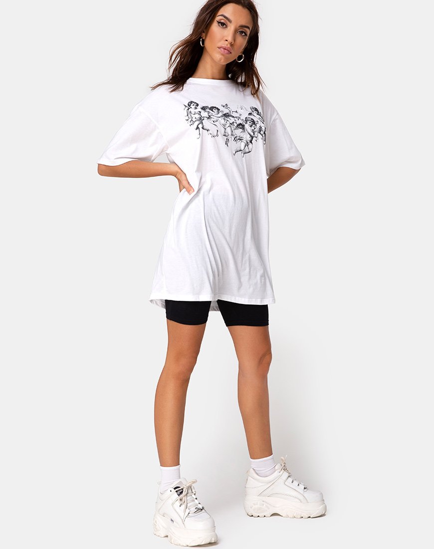 Afbeelding van Zonnig Kusje T-shirt in Wit met Cherubijn