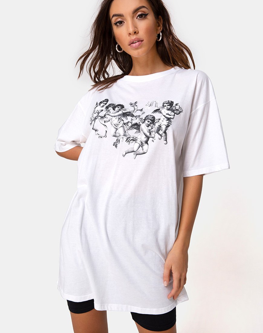 Sunny Kiss T-shirt in Wit met Cherubijn