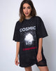 Afbeelding van Sunny Kiss Oversize T-shirt in Zwart Cosmic Conspiracy
