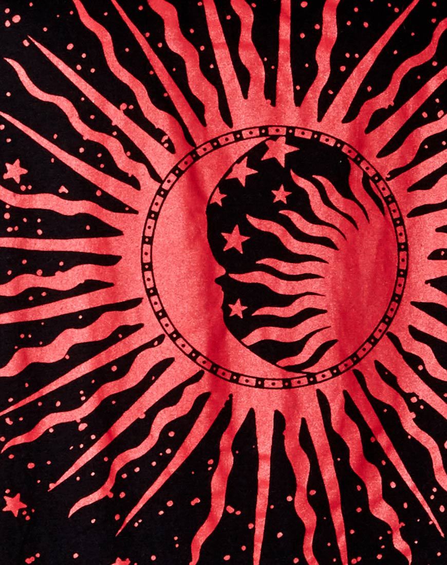 Afbeelding van Zonnig kusje T-shirt in zwart en rood Kosmos