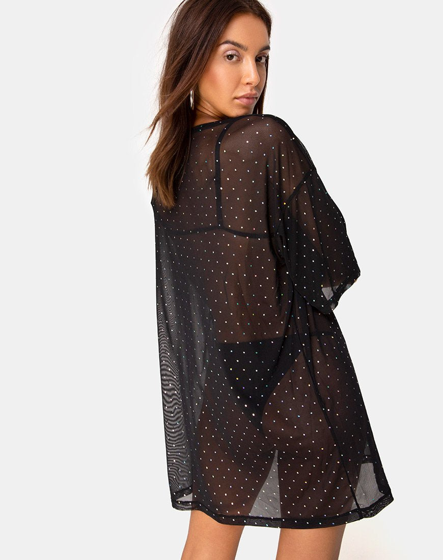Afbeelding van Sunny Kiss T-shirt in Crystal Net Zwart
