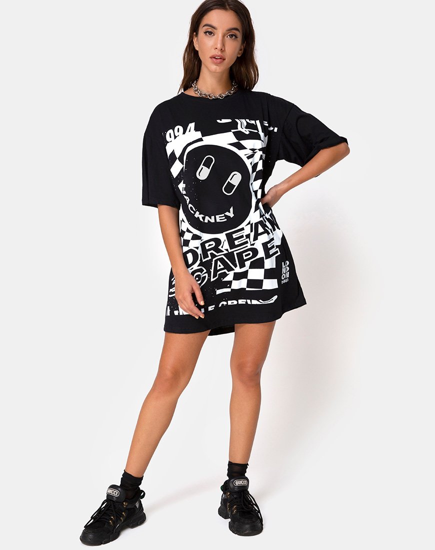 Afbeelding van Sunny Kiss T-shirt in zwart met wit Dream Scape