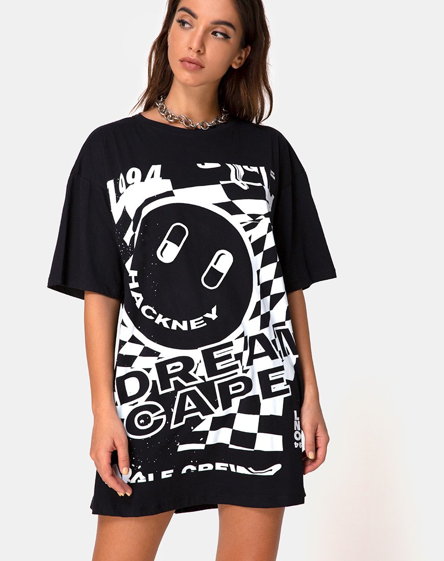 Afbeelding van Sunny Kiss T-shirt in zwart met wit Dream Scape