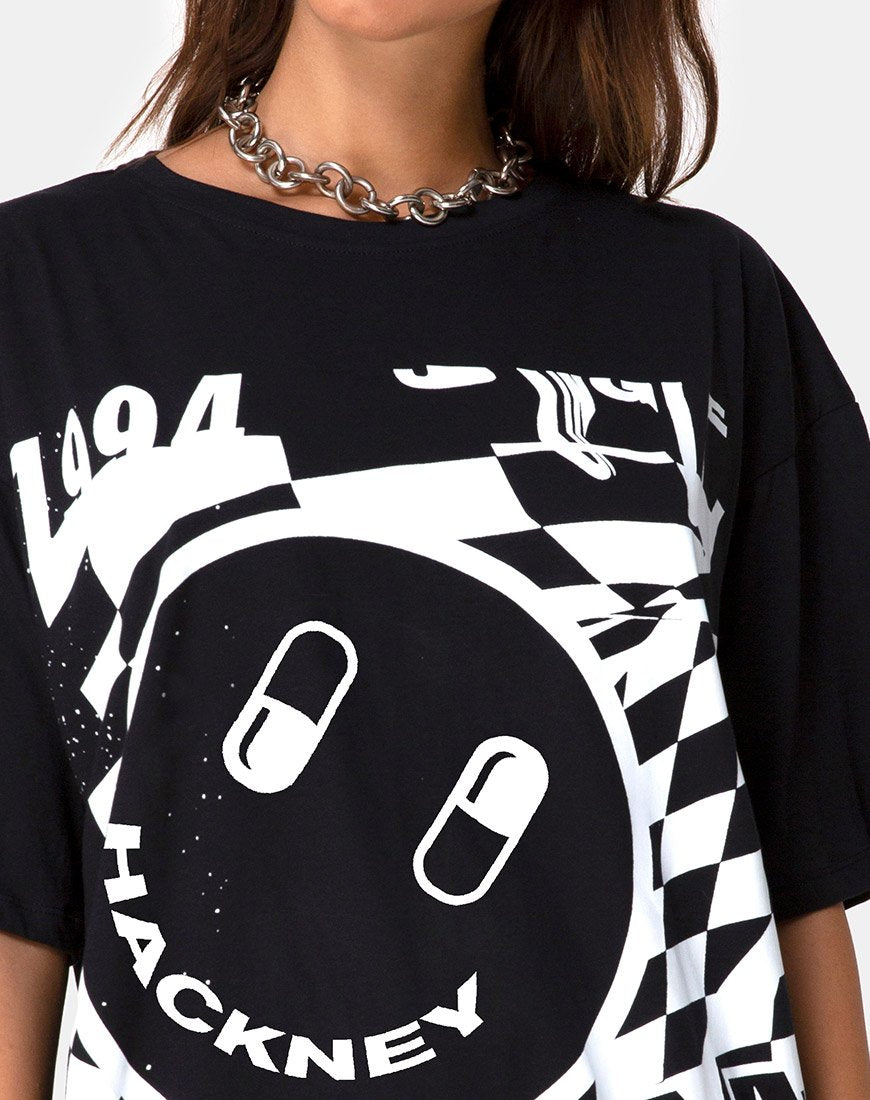 Afbeelding van Sunny Kiss T-shirt in zwart met wit Dream Scape