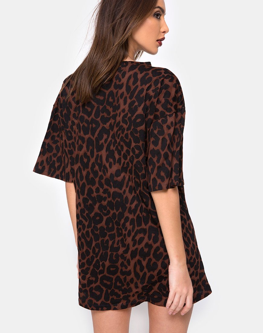 Afbeelding van Sunny Kiss Oversize T-shirt in Oversize Jaguar Bruin