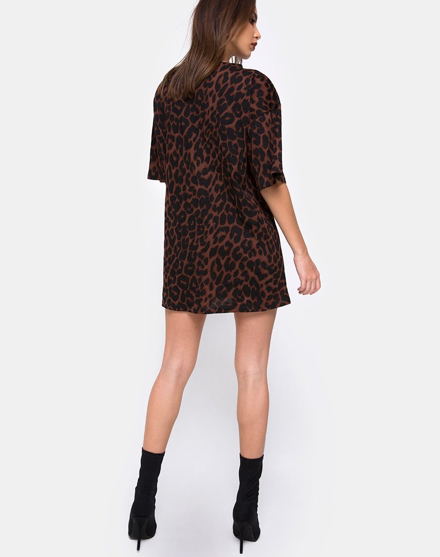 Afbeelding van Sunny Kiss Oversize T-shirt in Oversize Jaguar Bruin