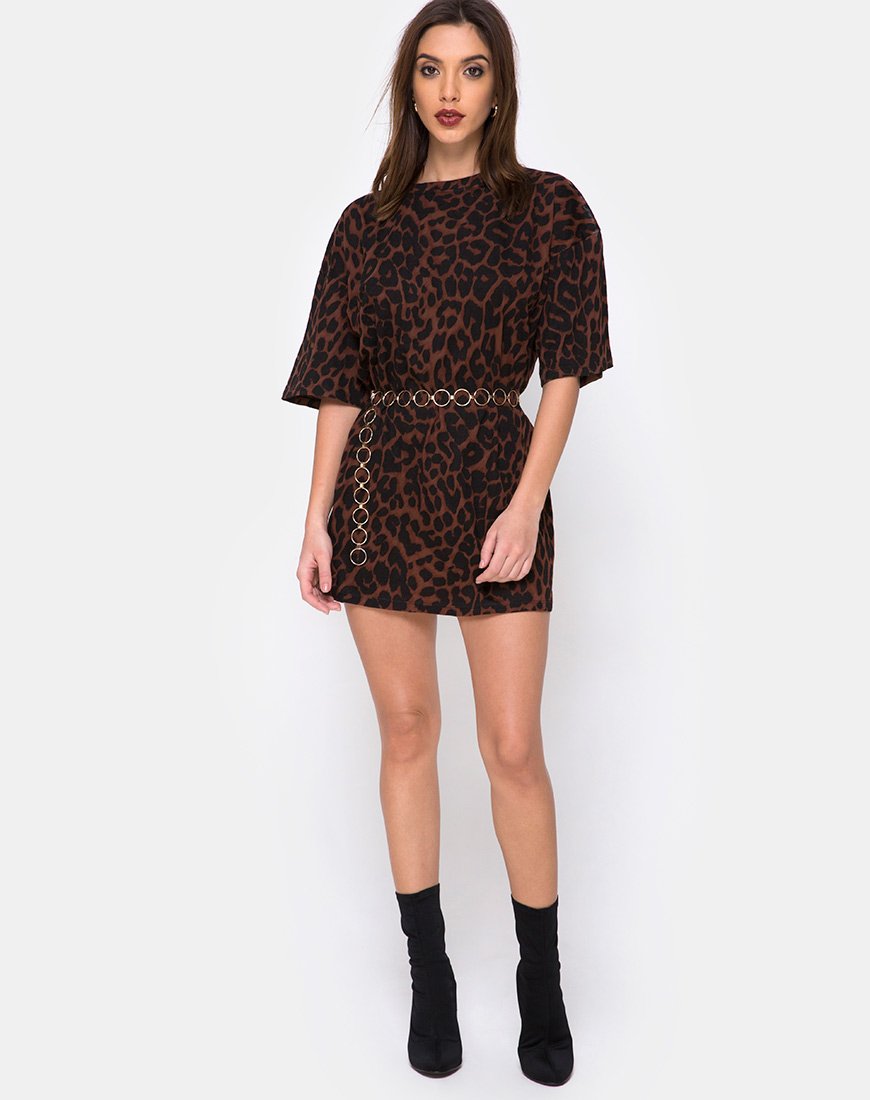 Afbeelding van Sunny Kiss Oversize T-shirt in Oversize Jaguar Bruin