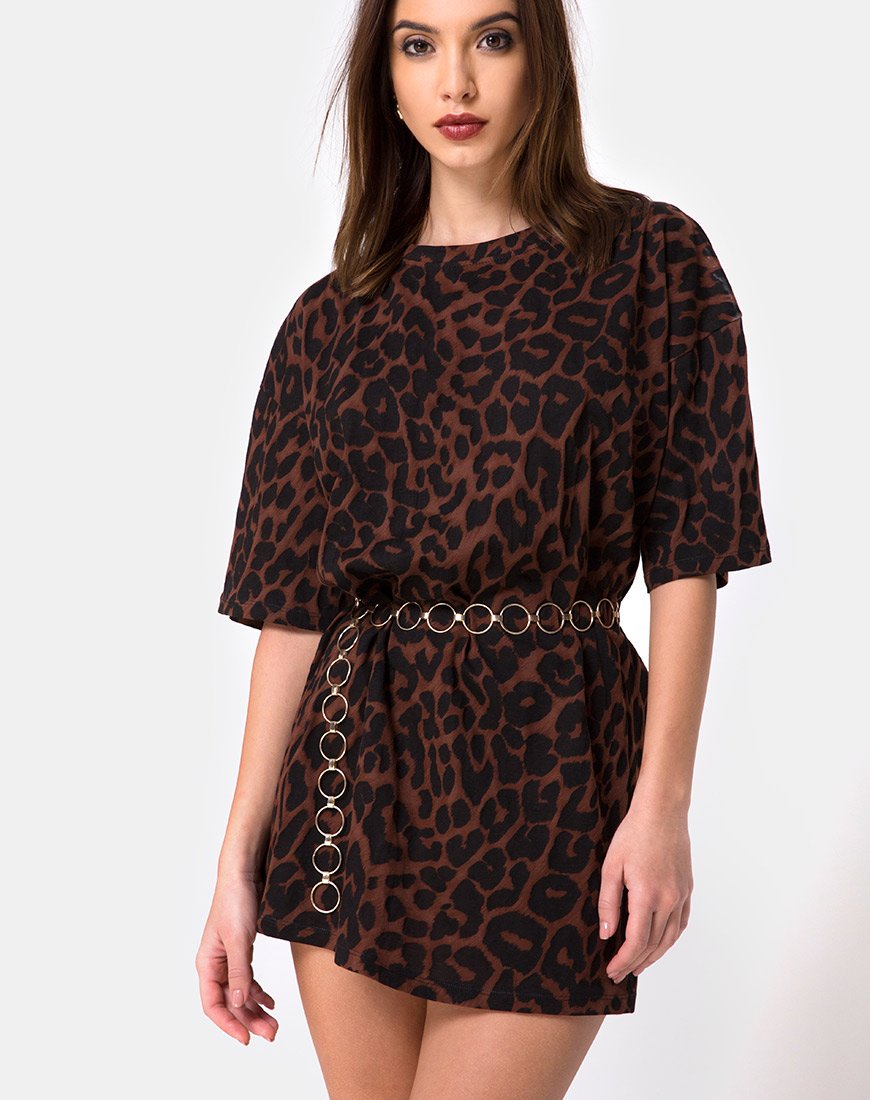 Afbeelding van Sunny Kiss Oversize T-shirt in Oversize Jaguar Bruin