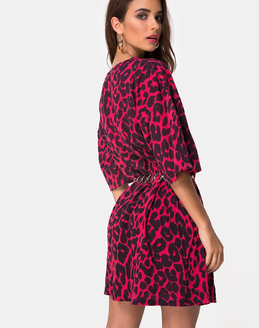 Zonnig Kiss T-shirt in Oversized Jaguar Rood