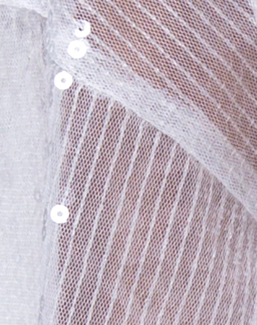 Afbeelding van Zonnig kusje T-shirt in transparant wit doorzichtig lovertje