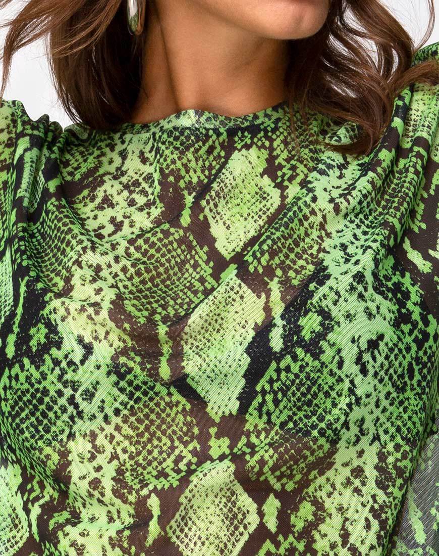 Afbeelding van Sunny Kiss Oversize T-shirt in Slime Lime Snake Mesh
