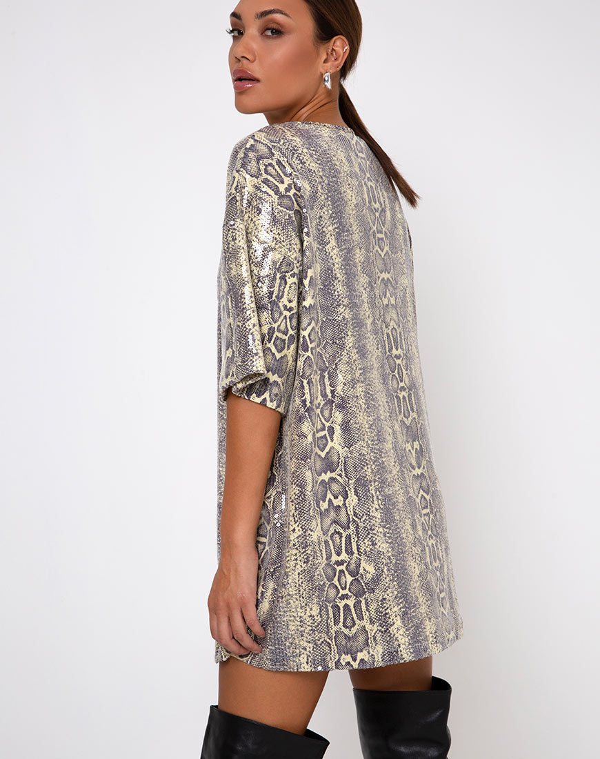 Afbeelding van Sunny Kiss T-shirt in Acid Snake Clear Sequin