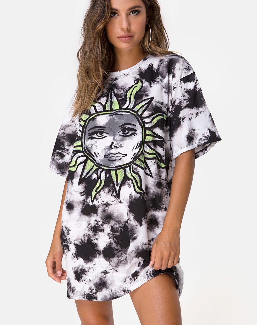 Afbeelding van Sunny Kiss T-shirt in Tie Dye Celestial Lime