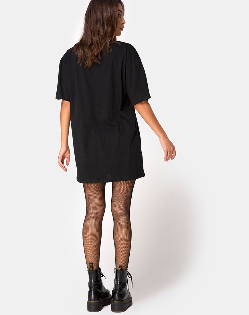 Afbeelding van Sunny Kiss Oversize T-shirt in Zwart met Roze Tribal