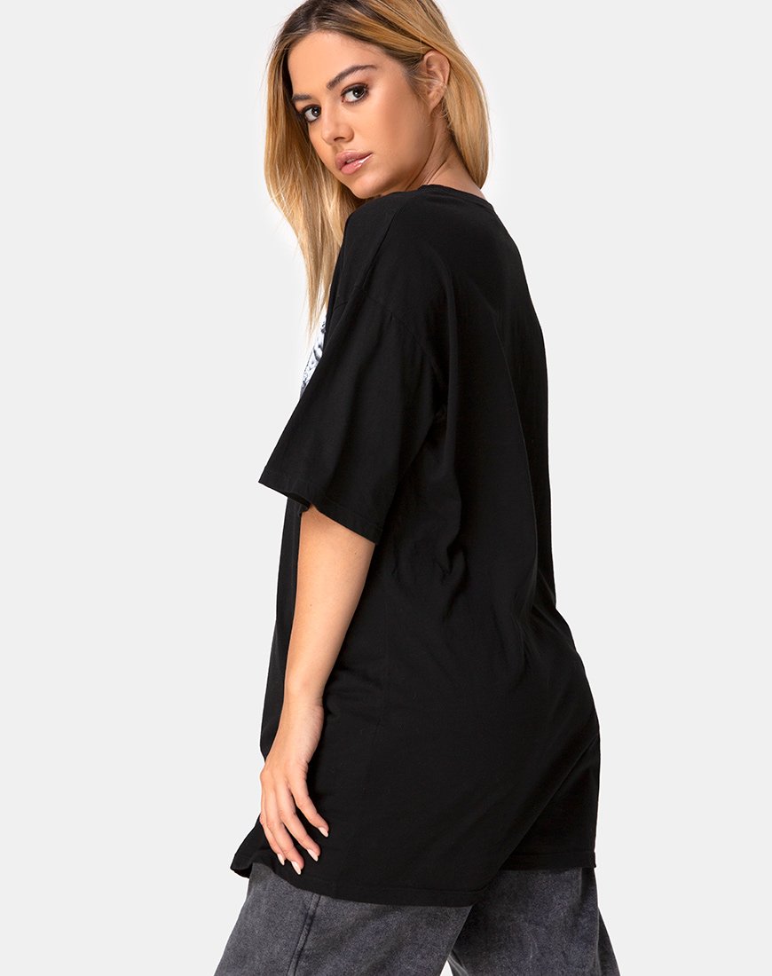 Afbeelding van Zonnige Kus T-shirt in Zwart met Cherubijn
